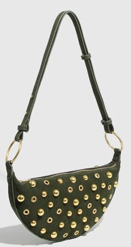 Studded Shoulder Purse for Women Vintage Punk Suede Handbag Winter 2025 Dumpling Crossbody Bag Grunge Small Purse2