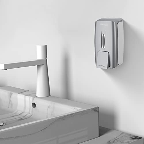 Image of interhasa! Handwash Soap Dispenser 800ml Manual Press for Bathroom Home Kitchen Hand Wash Shampoo Shower Sanitizer Lotion Dish Hand Wash Liquid Soap Dispensers for Wash Basin, ABS, Silver
