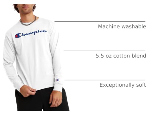 Image of Champion Men's Long Sleeve T-shirt, Classic T-shirt for Men (Reg. Or Big & Tall)
