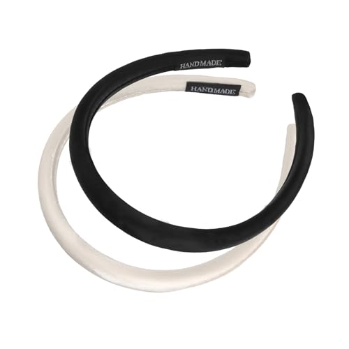 Hotalisona Headbands for Women, Black White Womens Thick Silk Satin Super Soft & Comfortable Sponge Padded Headbands Hair Bands Hoops Accessories for Women Girls