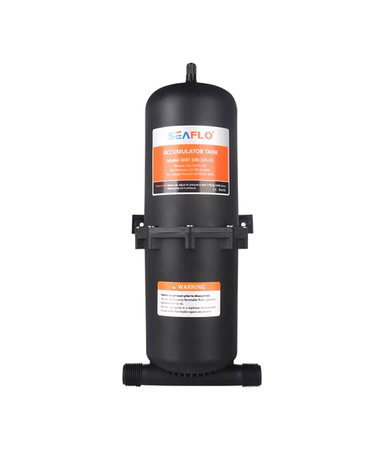 SEAFLO 39 oz (1.0 L) Pressurized Accumulator Tank Water Pump Flow Control with Internal Bladder - 125 PSI, Reduces Pump Cycling & Smooths Water Flow for Marine, RV, and Off-Grid Systems, NSF Certified