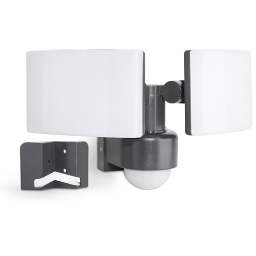 SEBSON LED Außenleuchte Bewegungsmelder IP65 - Wand-/ Eckmontage - anthrazit 40W 3500lm kaltweiß - Wandleuchte Sensor 10m/ 240° - zwei Fluter 230V
