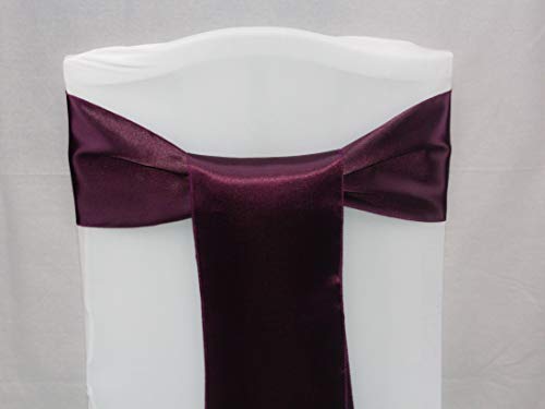 Events n Fabrics ENF Lot de 100u00a0Satiné Chaise Sash Nu009cud pour Mariage Banquet Fête Événement Décoration Sb00u009640u00a0Couleurs - Prune