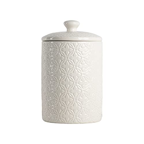 Image of 10 Strawberry Street Embossed Ceramic Kitchen Canister Set, Set of 3, Hampton White