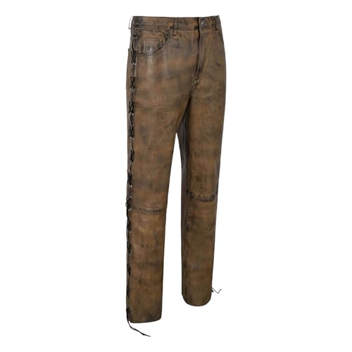 Men's 'Classic' Fit Motorcycle Casual Fashion Cowboy Western Leather Pants2