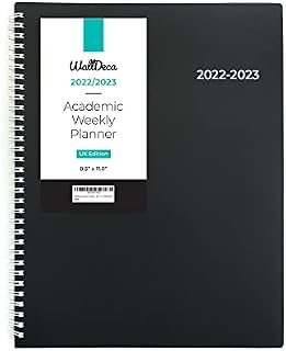 WallDeca 2022-2023 Academic Weekly Planner - Weekly & Monthly Planner, Jul 2022 - Dec 2023 | Flexible Cover, Notes Pages, Twin-Wire Binding (A4)