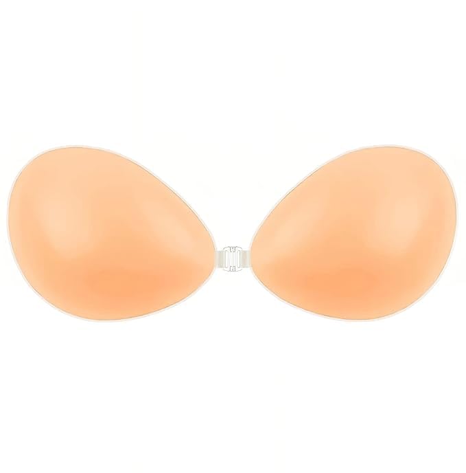 xsource Adhesive Bra Silicone Sticky Bra Invisible Push up Bra Strapless Backless Bra for Women Beige-picture-30