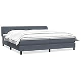 MOBCANT Boxspringbett mit Matratze, Familienbett Hausbett Doppelbett Polsterbett Geeignet für Wohnungen Gästezimmer Schlafzimmer Schulen n Dunkelgrau 180x210 cm Samt