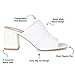 Journee Square Open Toe Chunky Block Heel Knit Slip-On Pump for Women - Lorenna Heeled Fashion Mule White, 11