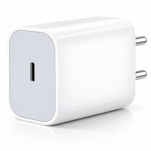Image of Umake 20W PD Fast Charger with USB-C Cable, Wall Adapter Compatible with iPhone 17 Series (17,17 Pro, 17 Pro Max), 16 Series (16, 16 Pro, 16 Pro Max), iPhone 15 /14 /13 /12, BIS Certified (White)
