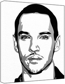 Jonathan Rhys Meyers (100% Original Painting. Not A Print ) Acrylic Paint On Deep Framed Canvas (60 x 50 x 1.8 cm) 3-Colour Black/Grey/White