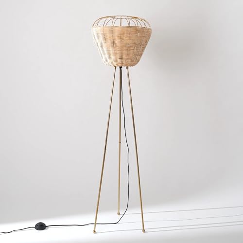 Image of FIG Living Meiji - Tapered Dome Floor Lamp | 130 cm Tall Standing Lamp | Modern Style & Metal Finished Tripod Lampbase | Best for Home Decor, Living Room, Home Office