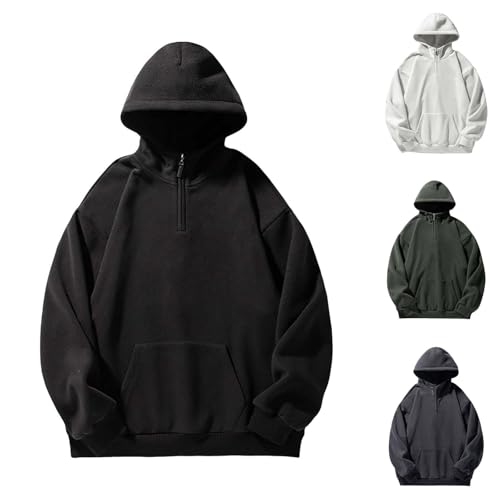Mens Quarter Zip Pullover Outdoor Casual Plain Fashion Fall Shirt Long Sleeve for Men Trendy Hooded Sweatshirt2