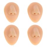 Kronabelle Herramienta de práctica de perforación para narices, juego de 4 modelos de nariz de silicona, suave, flexible, textura realista, tono de piel claro, herramienta de enseñanza con soportes de