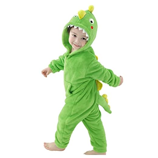 LOLANTA Disfraz de Dinosaurio Niño, Mono de Animales de Carnaval para Niños (4-6 años, Verde Oscuro)