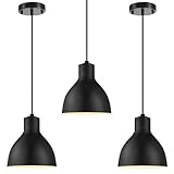 Pendant Lights Kitchen Island,3 Pack Black Pendant Lights,Small Pendant Light Fixtures with 6.5' Dome Metal Shade,Height Adjustable Kitchen Island Lighting,Industrial Hanging Lights for Dinning Room