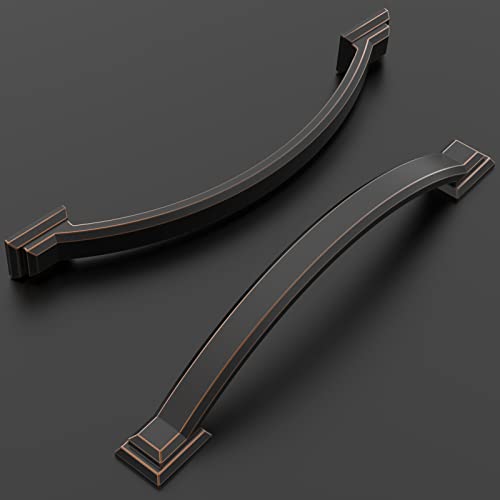 Amerdeco 10 Pack Oil Rubbed Bronze Cabinet Pulls 4 Inch(102mm) Hole Centers, Handles for Kitchen Cabinet Hardware, Arch Cabinet Handles for Bathroom Dresser Drawer Handles ZH0016… by Amerdeco - Image 2