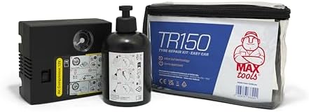 MAXTOOLS TR150, einfaches Autoreifen-Reparaturset, auch für Motorräder und kleine Nutzfahrzeuge geeignet, inklusive leistungsstarkem 12-V-Luftkompressor, Wagen