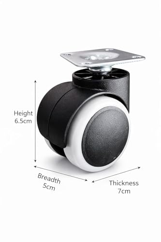 Image of NEXT GEN CASTER Chair Wheel Plat, Castor Nylon Revolving Chair Wheel White, & Black, 1 Set of 4 PCS)