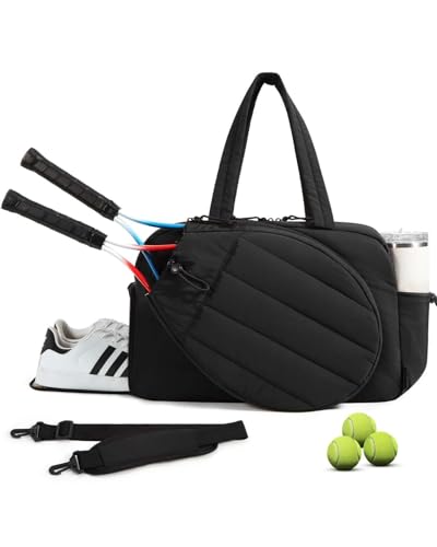 halkaount Bolsa Deportiva para Mujer, con Capacidad para Dos Raquetas, Compartimento para Zapatos, Impermeable, Ideal para Viajes, Entrenamientos, Trabajo y Oficina.(Schwarz)