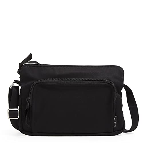 Vera Bradley Women's Cotton Little Hipster Crossbody Purse With RFID Protection, Black - Recycled Cotton, One Size