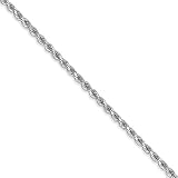 Black Bow Jewelry 2mm, 14k White Gold, Diamond Cut Solid Rope Chain Necklace, 18 Inch