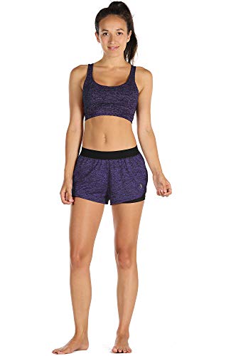 icyzone Sports Bras for Women - Activewear Strappy Padded Workout Yoga Tops Bra (S, Purple) - Thumbnail 2