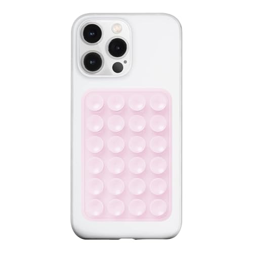 Image of LvShuLiangPin Anteel Silicone Suction Phone Case Mount, Silicon Adhesive Phone Accessory for Smartphones, Hands-Free Mirror Shower Phone Holder for Selfies, Tiktok Videos (Pink Glitter)