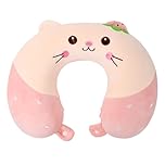 Dokpav Cute Travel Pillow, Cartoon Animal Neck Pillow, 30 x 28cm Removable Soft Memory Foam Neck Pillow U Shaped Cushion for Car Airplane Train Office Home