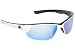 Strike King Optics Polarized SG Gulf Sunglasses, White/Black Frame/White/Blue Mirror Gray Base Lens