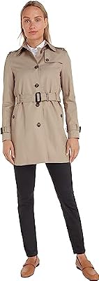 Tommy Hilfiger HERITAGE SINGLE BREASTED TRENCH WW0WW24966, Ropa de Exterior Mujer, Beige (MEDIUM TAUPE), L