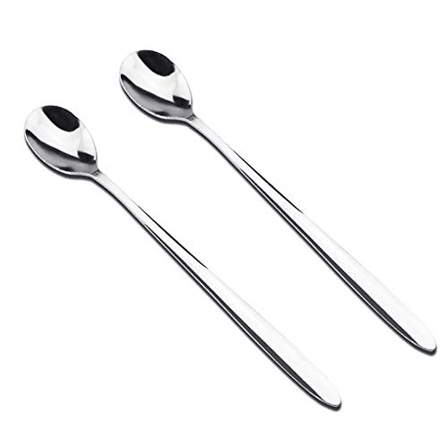 Benoon Cucchiai A Manico Lungo 2 Pezzi, Set Di Posate Cucchiaino In Acciaio Inossidabile Per Dessert Gelato Al Caffè E Tè Argento 2pcs