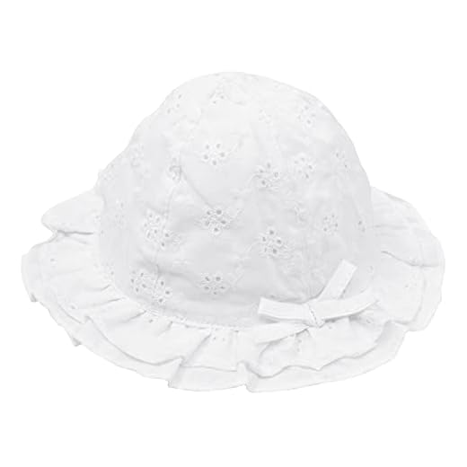 Happy cherry - Sombrero Pescador Bautizo para Bebés Niñas Suave Gorro de Sol con ala Infantil para Playa Verano - Blanco - 0-6 Meses/44cm