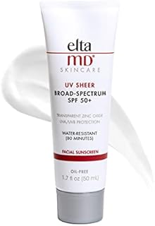 EltaMD UV Sheer SPF 50+ Face and Body Sunscreen Lotion, Water Resistant Sunscreen with Zinc Oxide, Broad Spectrum Mineral-Based Sun Protection, Non-Greasy, Lightweight, Oil Free Sunscreen, 1.7 oz Tube