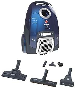 Hoover Telios Extra Pets Bagged Cylinder Vacuum Cleaner, TX50PET, Quiet, Compact, Carpets, Hard Floors, Allergy, Powerful, Tools Onboard, Blue