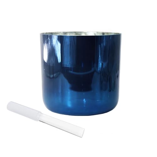 8 Inch Dark Blue Alchemy Crystal Singing Bowl, Chakra Bowl Sound Bowl, Gift For Yoga Meditation & Sound Healing, With Free Acrylic Striker & O-ring(F Note)