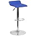 Flash Furniture Alice 2 Pk. Contemporary Blue Vinyl Adjustable Height Barstool with Quilted Wave Seat and Chrome Base