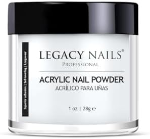 LEGACY NAILS Professional Clear Acrylic Powder - 30g / 1oz., Fast-Drying Formula for Nail Extensions, Sculpting & Overlays, Salon-Grade, Long-Lasting Finish