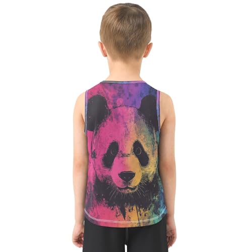 Boys Tank Top Shirts Steet Style Panda Colorful Sleeveless T-Shirts Crew Neck for Kids Clothing Children3