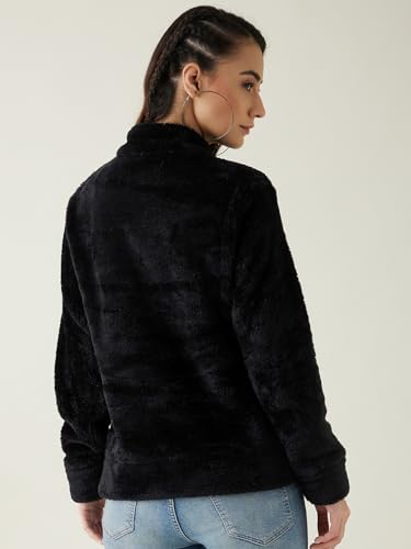 Image of Modeve Women Solid Full Sleeve Fur Standard Length Jacket For Winter
