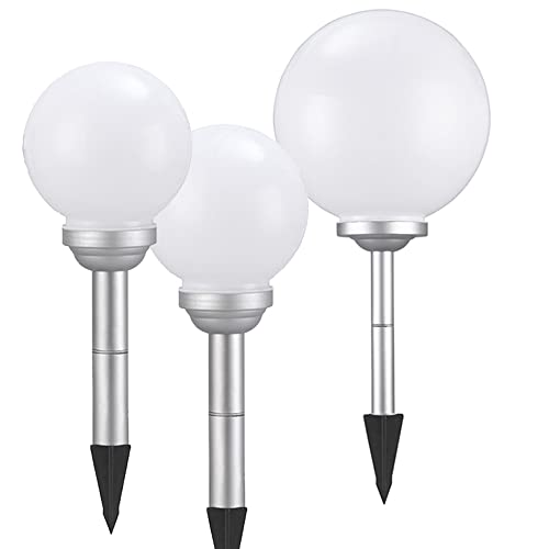 Solar-Kugel-Dekoleuchte OLA D: 15+15+20cm Garten Dekokugel mit Erdspieß Solar-Erdspießleuchte Boden-Wege-Deko-Lampe (Drm. 15 + 15 + 20cm)