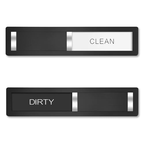 Dishwasher Magnet Clean Dirty Sign, Stainless Steel Magnetic Clean Dirty Dishwasher Sign,Matte Brushed Surface Cleaning/Dirt Indicator with Strong Magnet, Home Kitchen Organizer (Brushed Black)