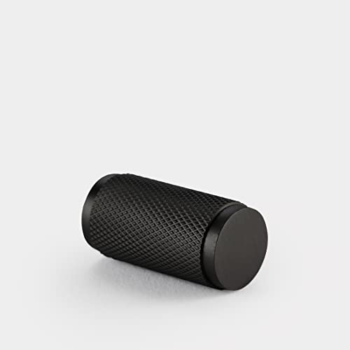 Pushka Home - Poignées de tiroir moletées en laiton massif pour placard, tiroir, armoire - Noir mat Cover