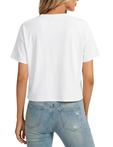 Image of SMENG Women's Workout Crop Tops UPF50+ Cotton Soft Breathable Tshirt Loose Short Sleeve Yoga Athletic Shirt