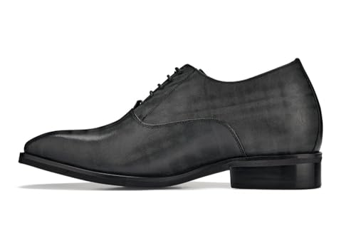 CALTO Men's Invisible Height Increasing Elevator Shoes - Black Micro-Perforated Leather Lace-up Formal Dress Oxfords - 3 Inches Taller - Y3520 - Size 12 D(M) US3