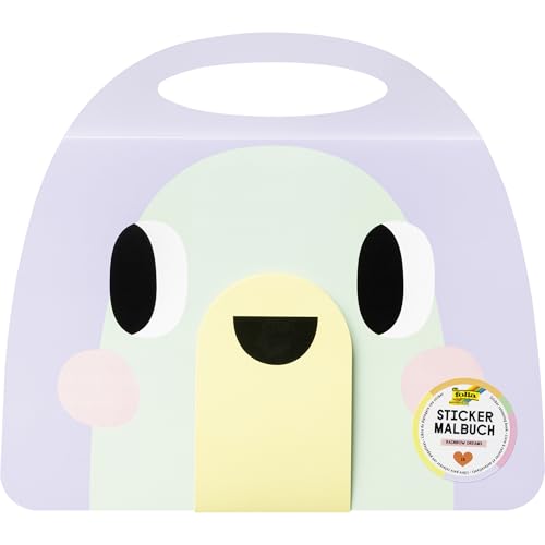 folia 82304 - Sticker Malbuch Rainbow Dreams, Stickerbuch mit 15 vorgedruckten Seiten zum Gestalten von Tier Motiven, inkl. 36 Sticker