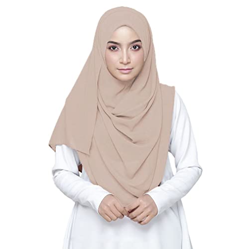 Image of LMVERNA Solid Color Bubble Chiffon Scarf for Women Fashion Soft Hijab Long Scarf Wrap Scarves