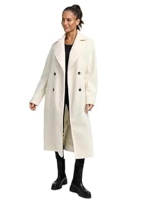 Navahoo Damen lange Übergangsjacke Mantel in Woll-Optik mit Reverskragen Sternlein 14 Off White Gr. L