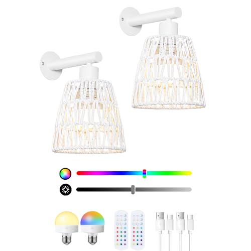 OIYIO White Battery Operated Wall Sconces