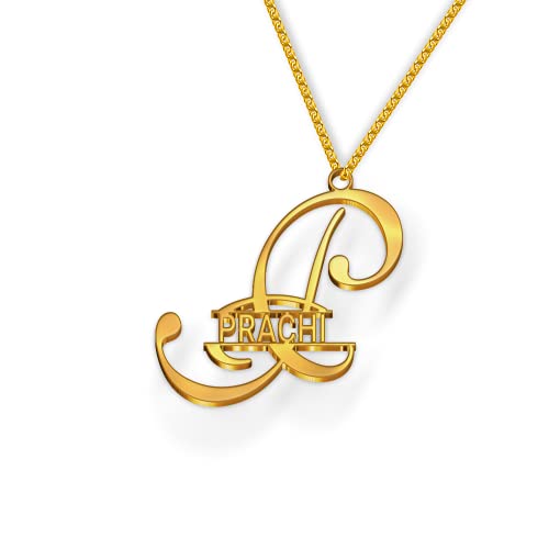 Image of Prachi Cursive Gold & Silver Name Pendant Necklace, Best Jewelry Gift for Girls.